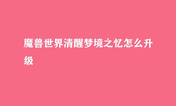 魔兽世界清醒梦境之忆怎么升级