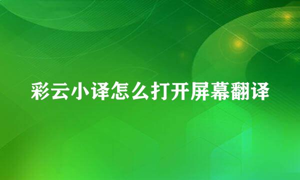 彩云小译怎么打开屏幕翻译