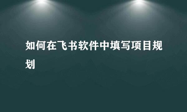 如何在飞书软件中填写项目规划
