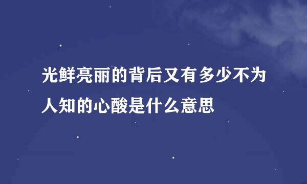 光鲜亮丽的背后又有多少不为人知的心酸是什么意思