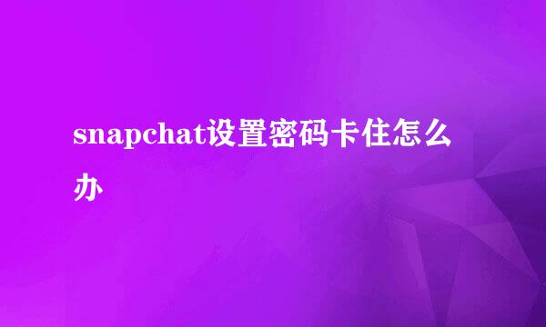 snapchat设置密码卡住怎么办