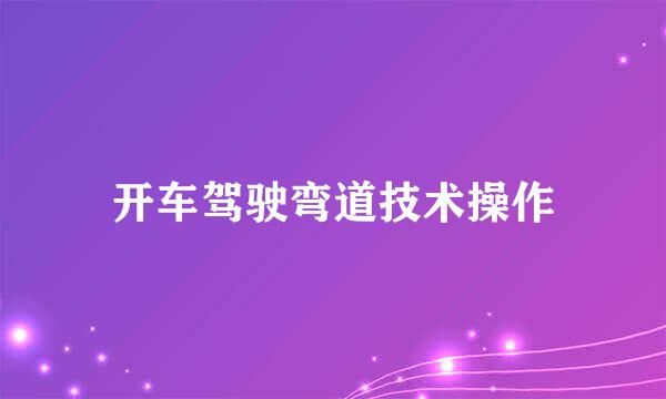 开车驾驶弯道技术操作