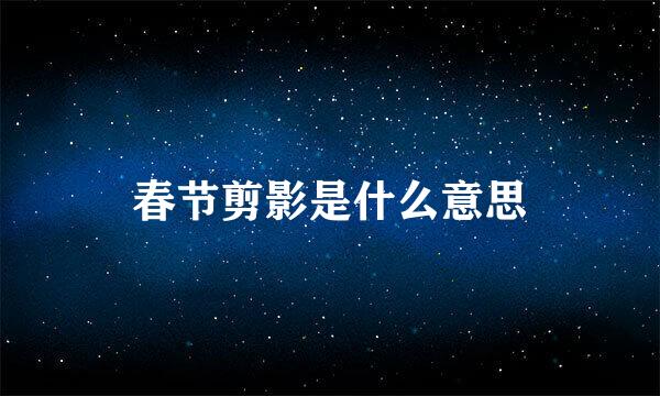 春节剪影是什么意思