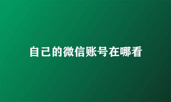 自己的微信账号在哪看