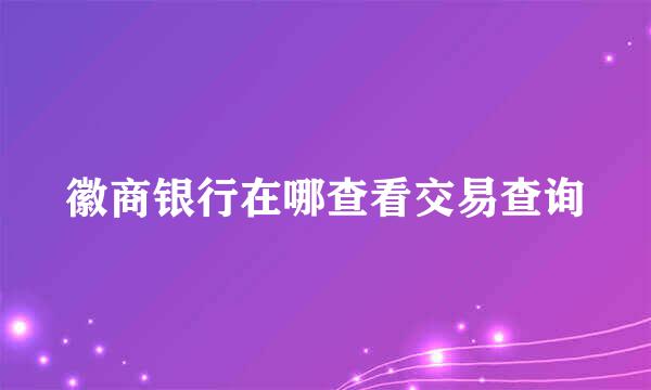 徽商银行在哪查看交易查询