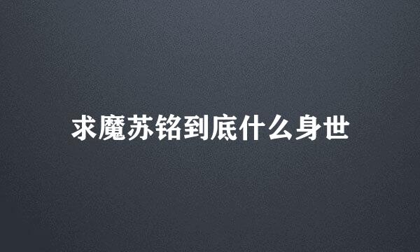 求魔苏铭到底什么身世