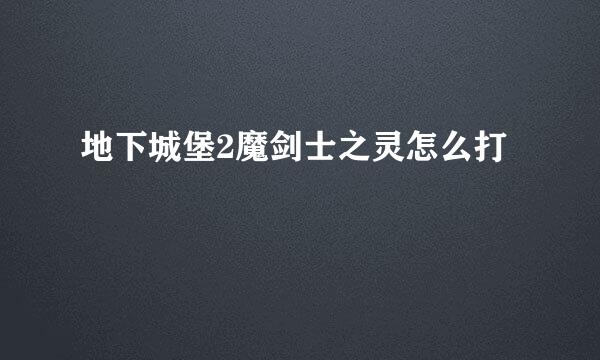 地下城堡2魔剑士之灵怎么打