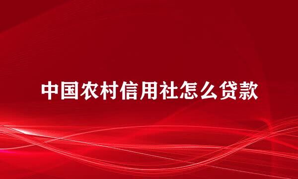 中国农村信用社怎么贷款