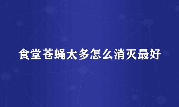 食堂苍蝇太多怎么消灭最好