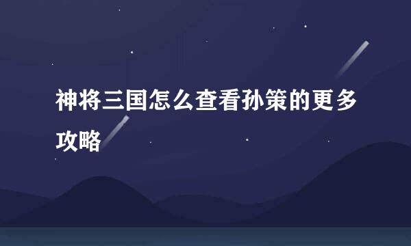 神将三国怎么查看孙策的更多攻略