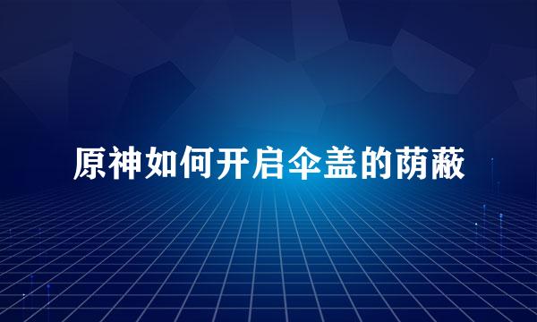 原神如何开启伞盖的荫蔽