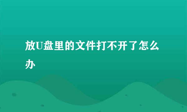 放U盘里的文件打不开了怎么办
