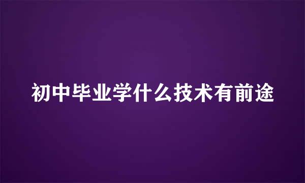 初中毕业学什么技术有前途