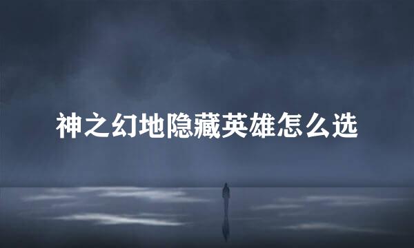 神之幻地隐藏英雄怎么选