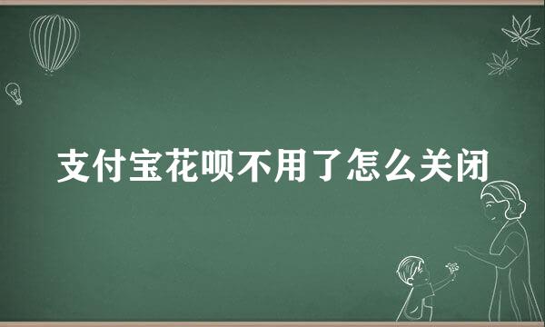 支付宝花呗不用了怎么关闭