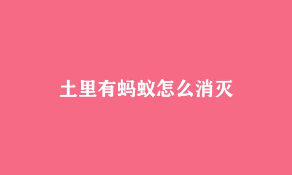土里有蚂蚁怎么消灭