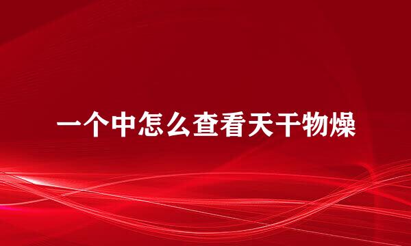 一个中怎么查看天干物燥