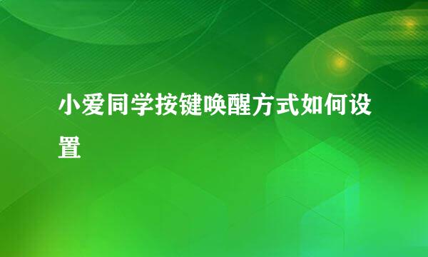 小爱同学按键唤醒方式如何设置