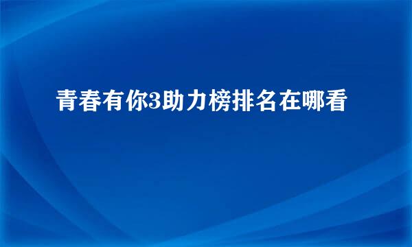 青春有你3助力榜排名在哪看