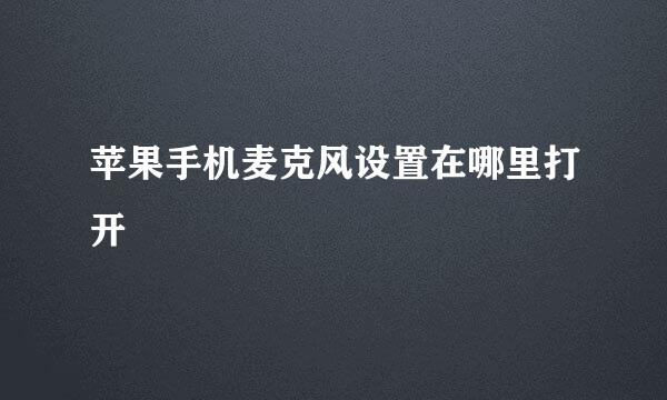 苹果手机麦克风设置在哪里打开
