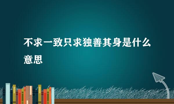 不求一致只求独善其身是什么意思