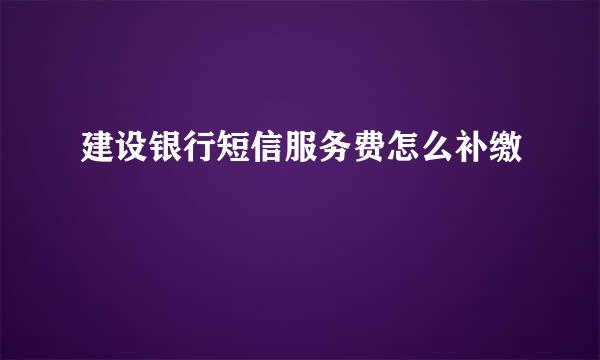 建设银行短信服务费怎么补缴