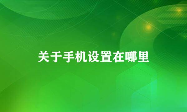 关于手机设置在哪里