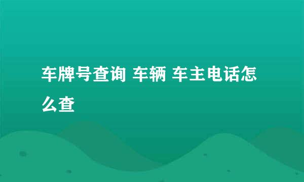 车牌号查询 车辆 车主电话怎么查