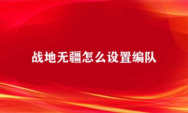 战地无疆怎么设置编队