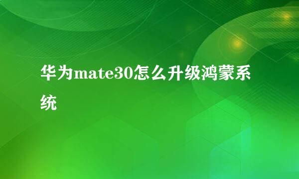 华为mate30怎么升级鸿蒙系统