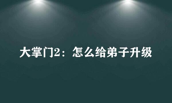 大掌门2：怎么给弟子升级