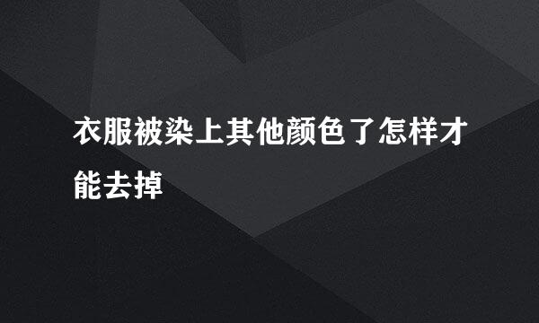 衣服被染上其他颜色了怎样才能去掉