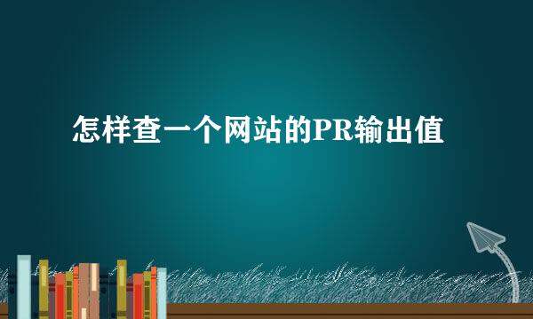 怎样查一个网站的PR输出值