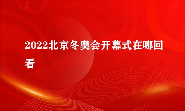2022北京冬奥会开幕式在哪回看