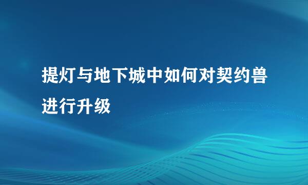 提灯与地下城中如何对契约兽进行升级
