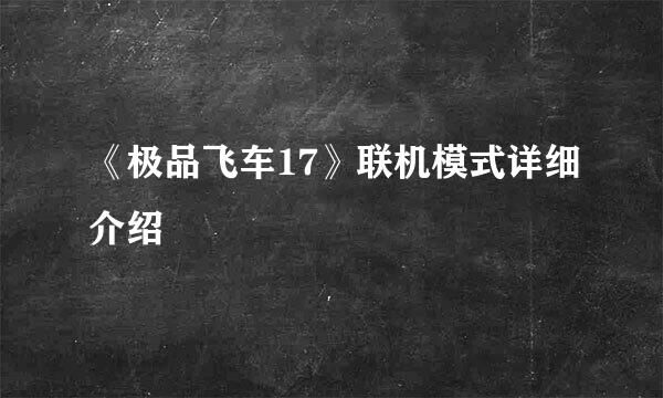 《极品飞车17》联机模式详细介绍