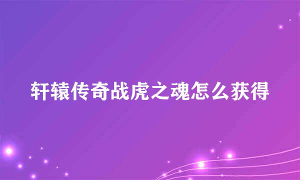 轩辕传奇战虎之魂怎么获得