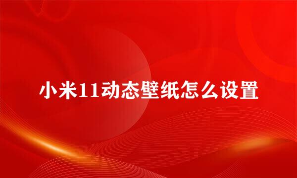 小米11动态壁纸怎么设置
