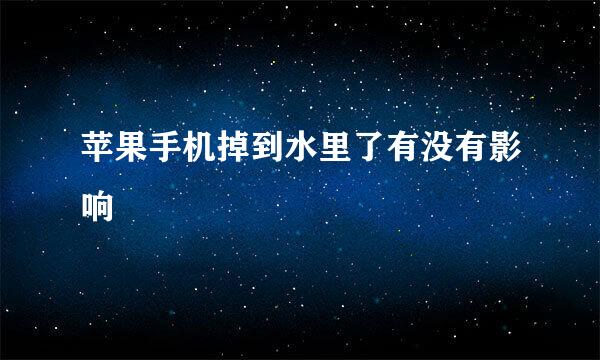苹果手机掉到水里了有没有影响