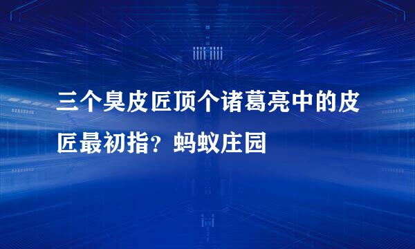 三个臭皮匠顶个诸葛亮中的皮匠最初指?蚂蚁庄园