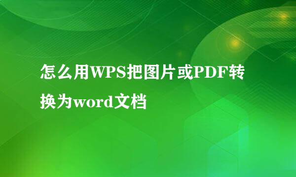怎么用WPS把图片或PDF转换为word文档