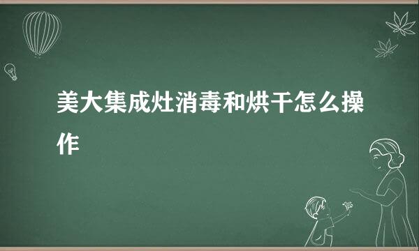 美大集成灶消毒和烘干怎么操作