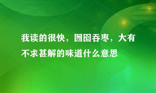 我读的很快，囫囵吞枣，大有不求甚解的味道什么意思