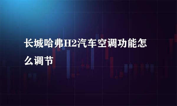 长城哈弗H2汽车空调功能怎么调节