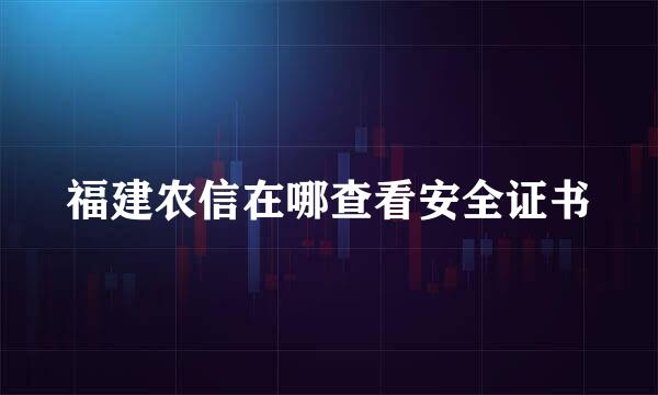 福建农信在哪查看安全证书