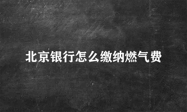 北京银行怎么缴纳燃气费