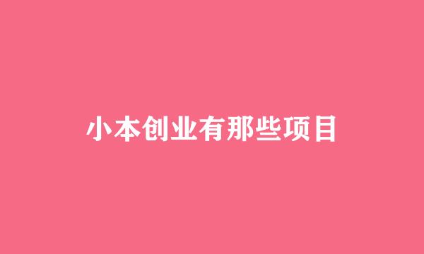 小本创业有那些项目
