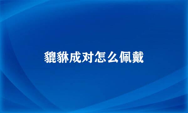 貔貅成对怎么佩戴