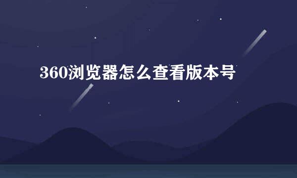 360浏览器怎么查看版本号