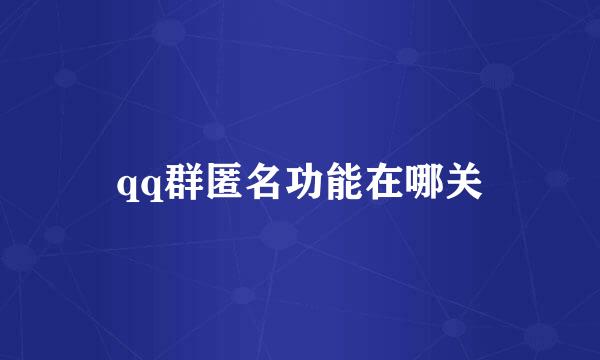 qq群匿名功能在哪关
